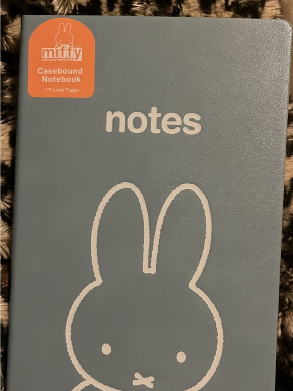 miffy Blue Notebook with White Miffy Outline and Orange Sticker